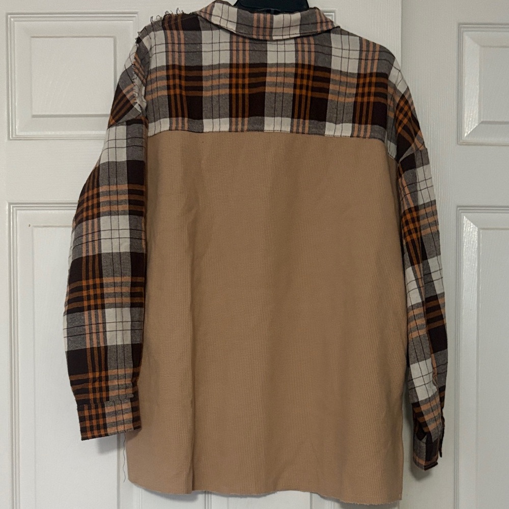 POL Women's Plaid Patchwork Button Down Shirt - B… - image 2